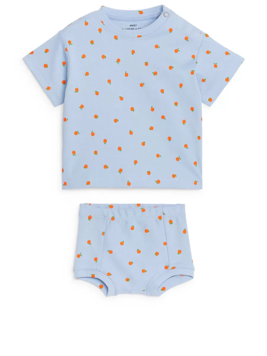 Fashion ARKET Cotton Set Light Blue/Oranges