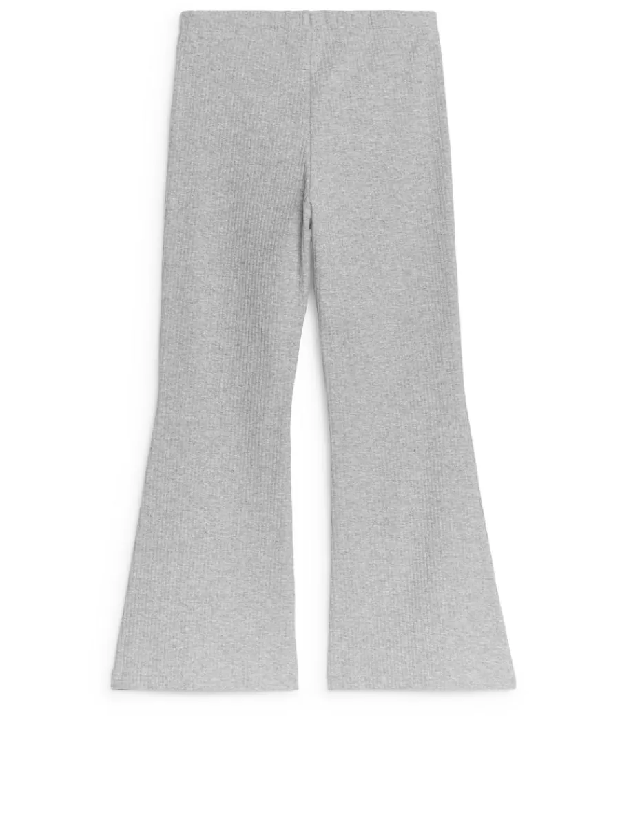 Discount ARKET Flared Rib Leggings Grey Melange
