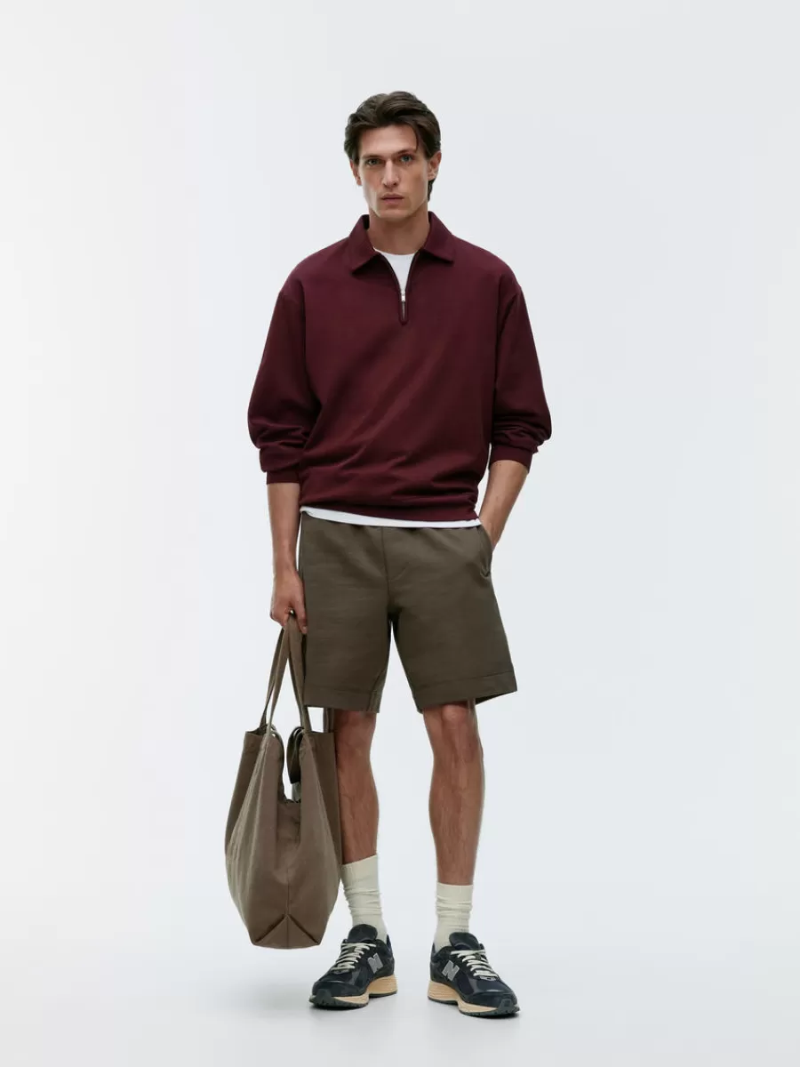 Hot ARKET Half-Zip Polo Shirt Burgundy