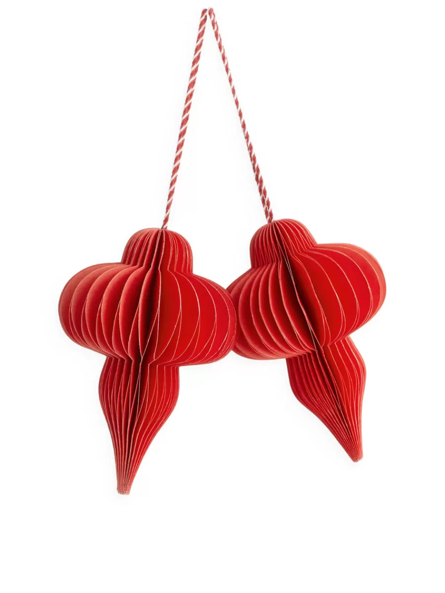 Fashion ARKET Honeycomb Ornaments Set Of 2 Red