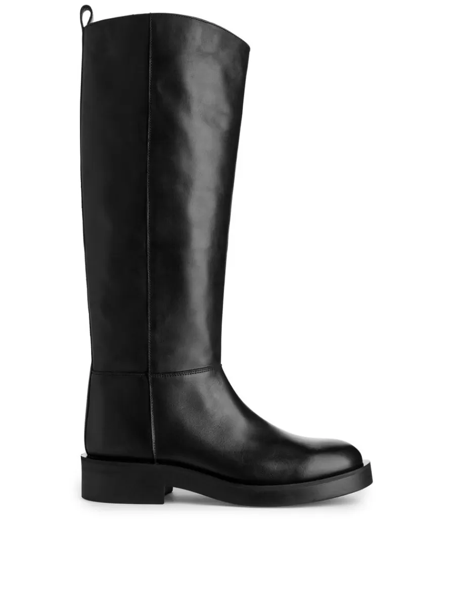 Store ARKET Leather Riding Boots Black