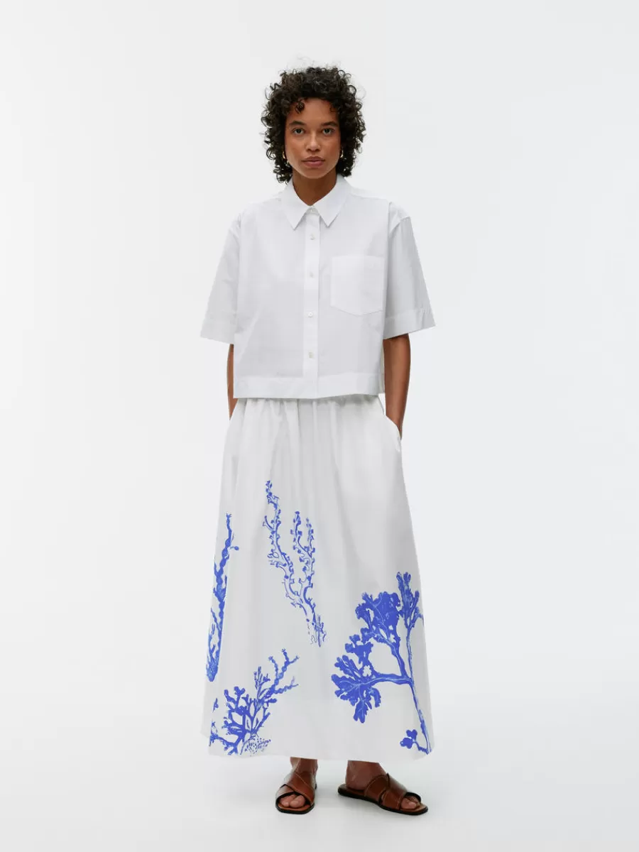 Hot ARKET Midi Cotton Skirt White