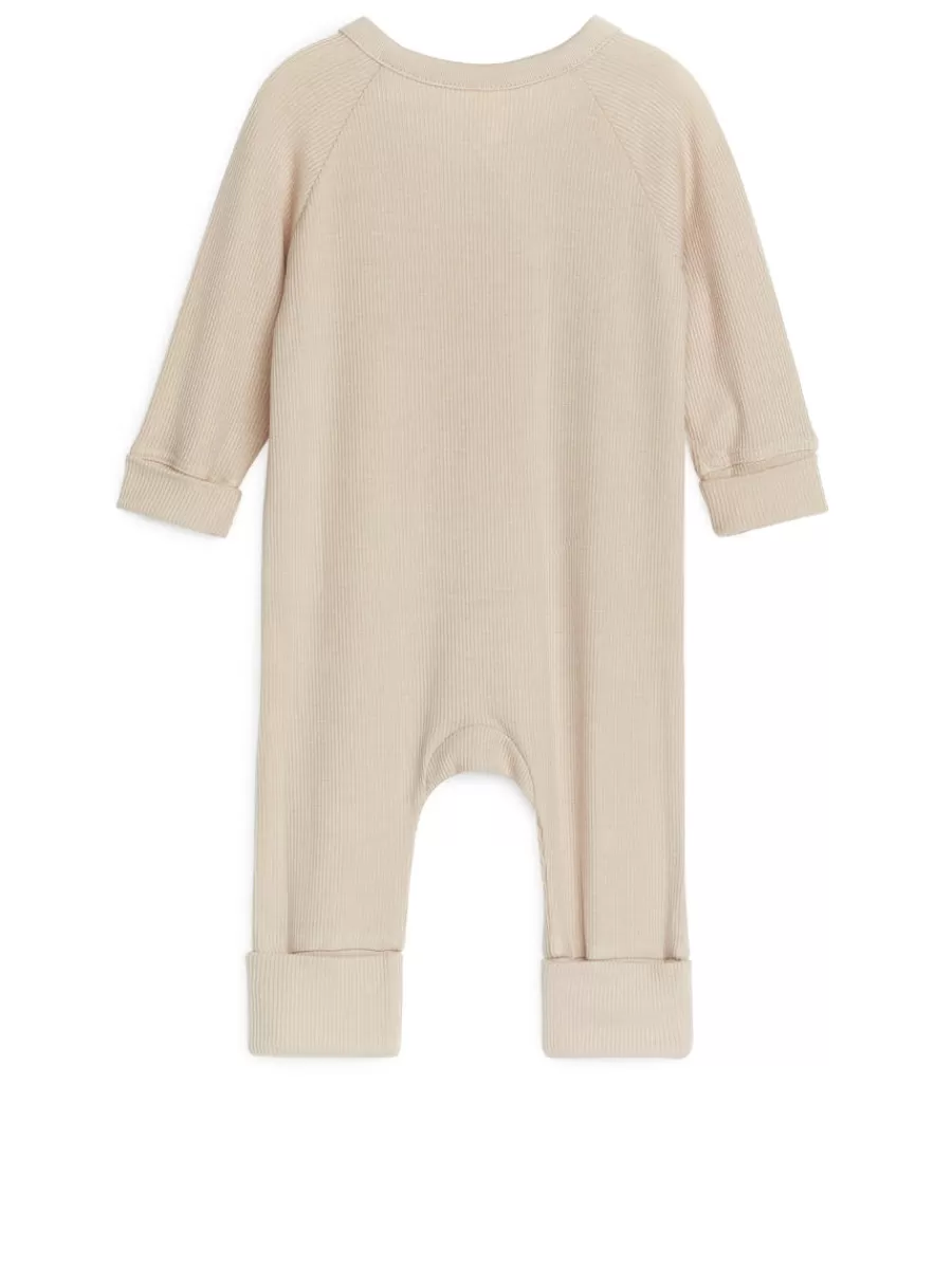 Sale ARKET Newborn Smooth Rib Pyjama Beige