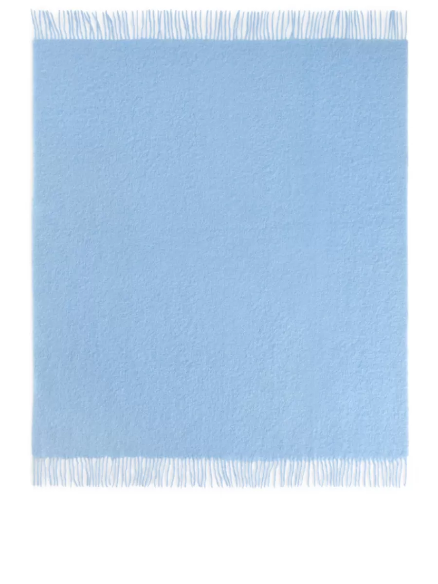 New ARKET Stackelbergs Mohair Blanket Blue
