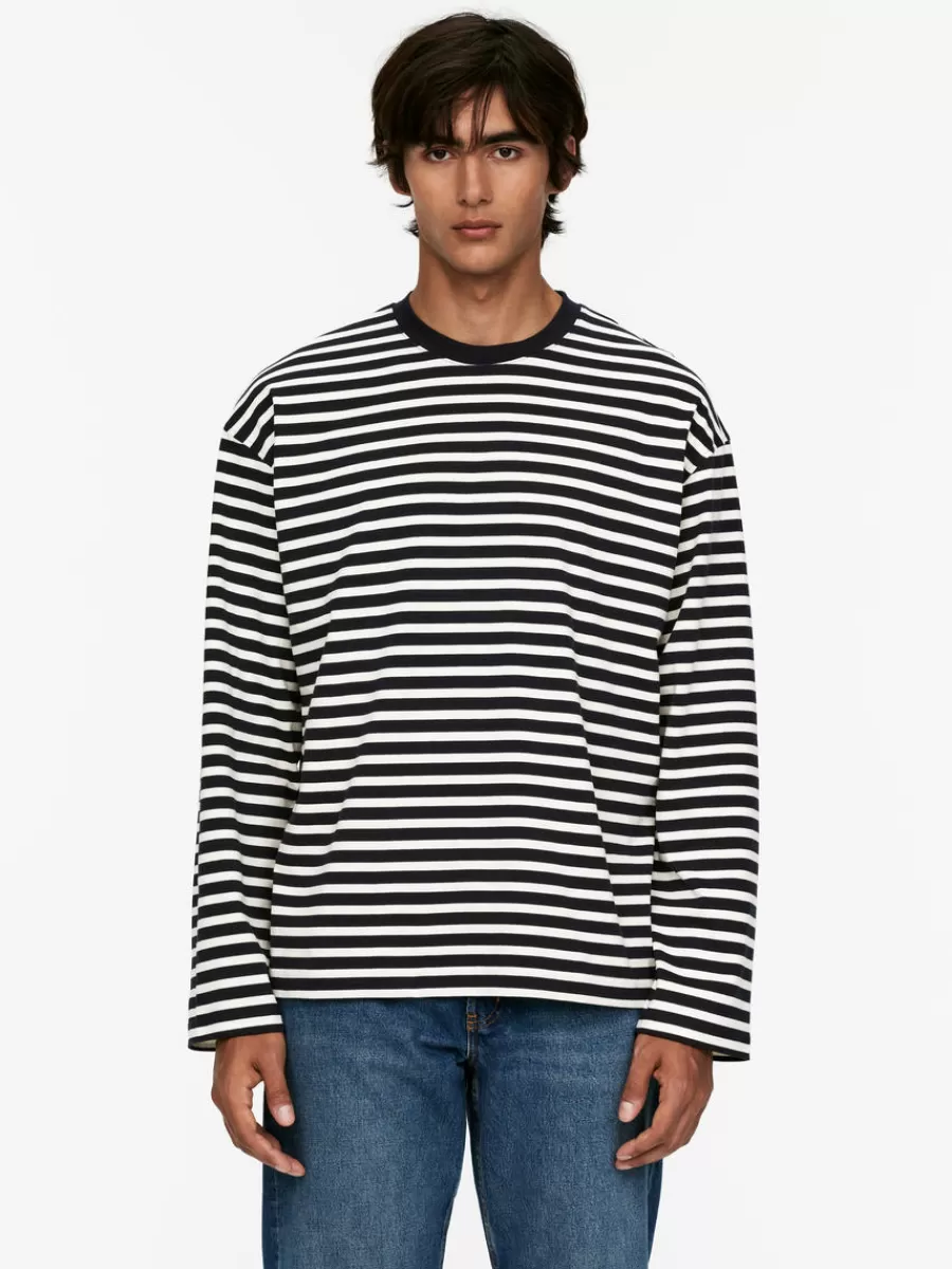 Shop ARKET Striped T-Shirt White/Blue