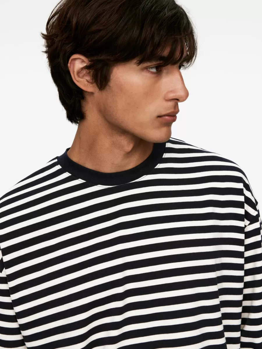 Shop ARKET Striped T-Shirt White/Blue