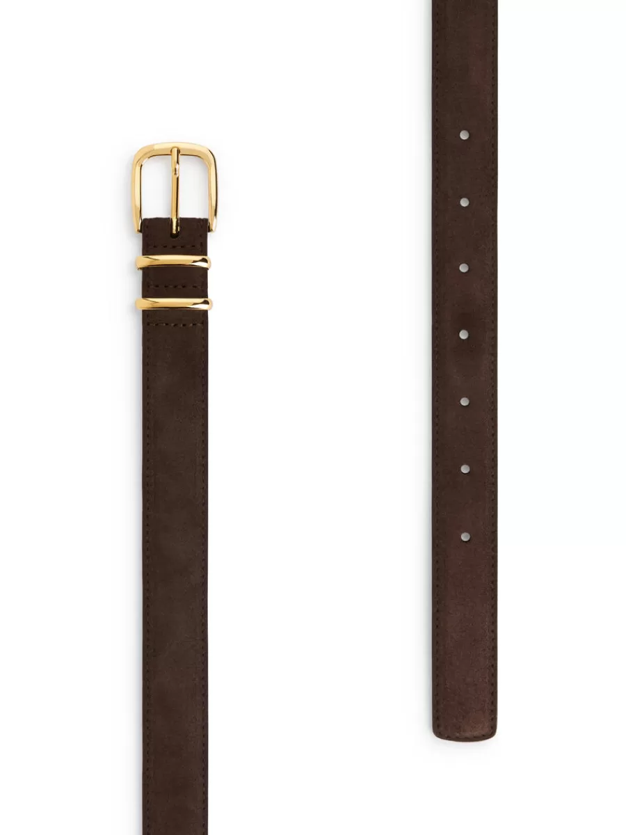 Online ARKET Suede Belt Dark Brown