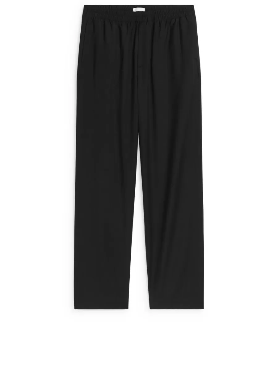 Clearance ARKET Wide Wool Trousers Black