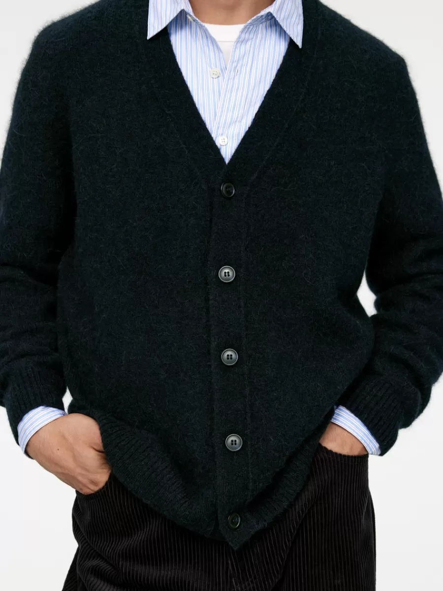 Sale ARKET Wool-Alpaca Blend Cardigan Dark Blue